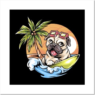 Summer Chillin Dog Surf Posters and Art